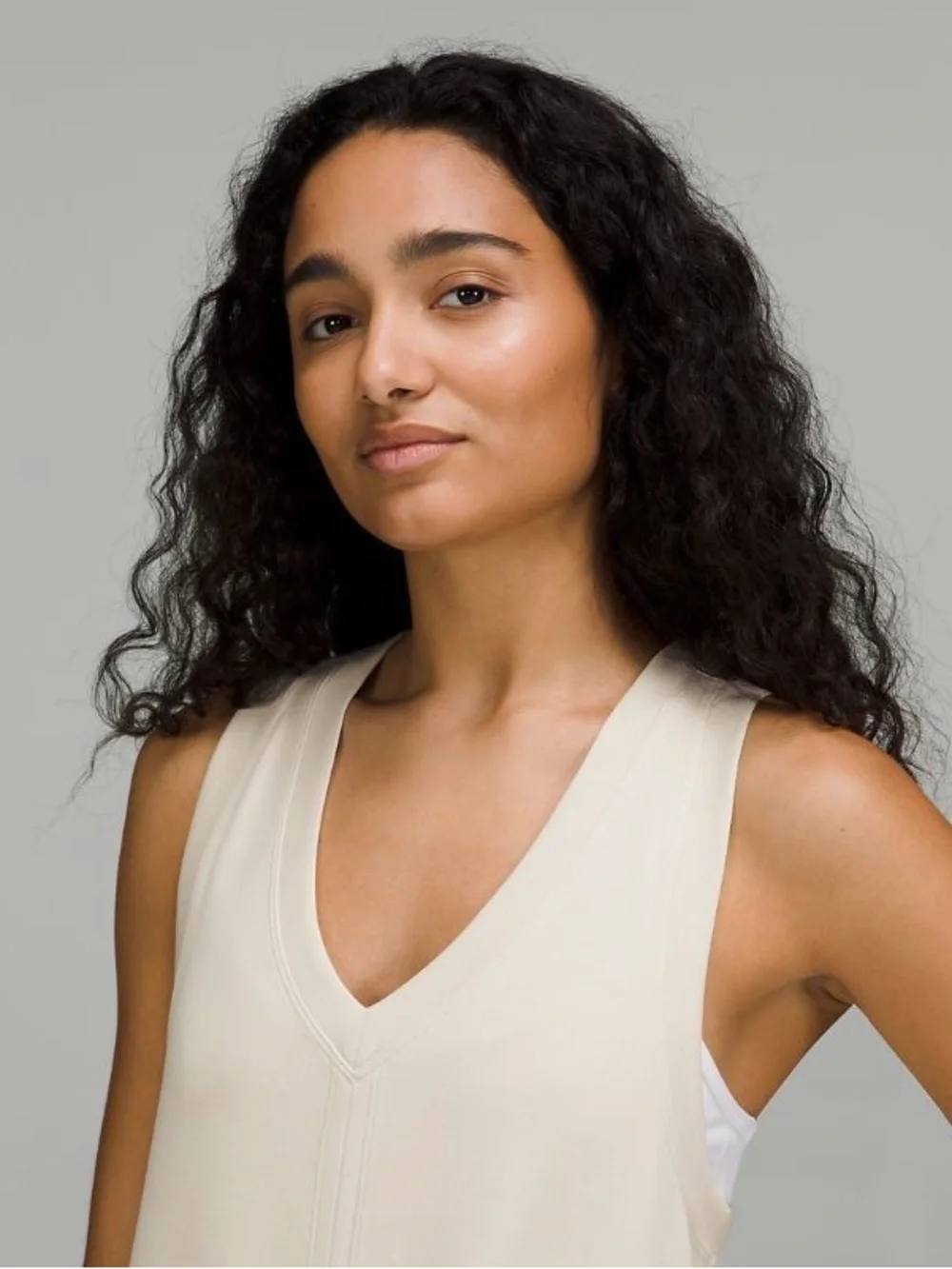 Lululemon Ease of it All V-Neck Midi Dress Softstreme in White Opal